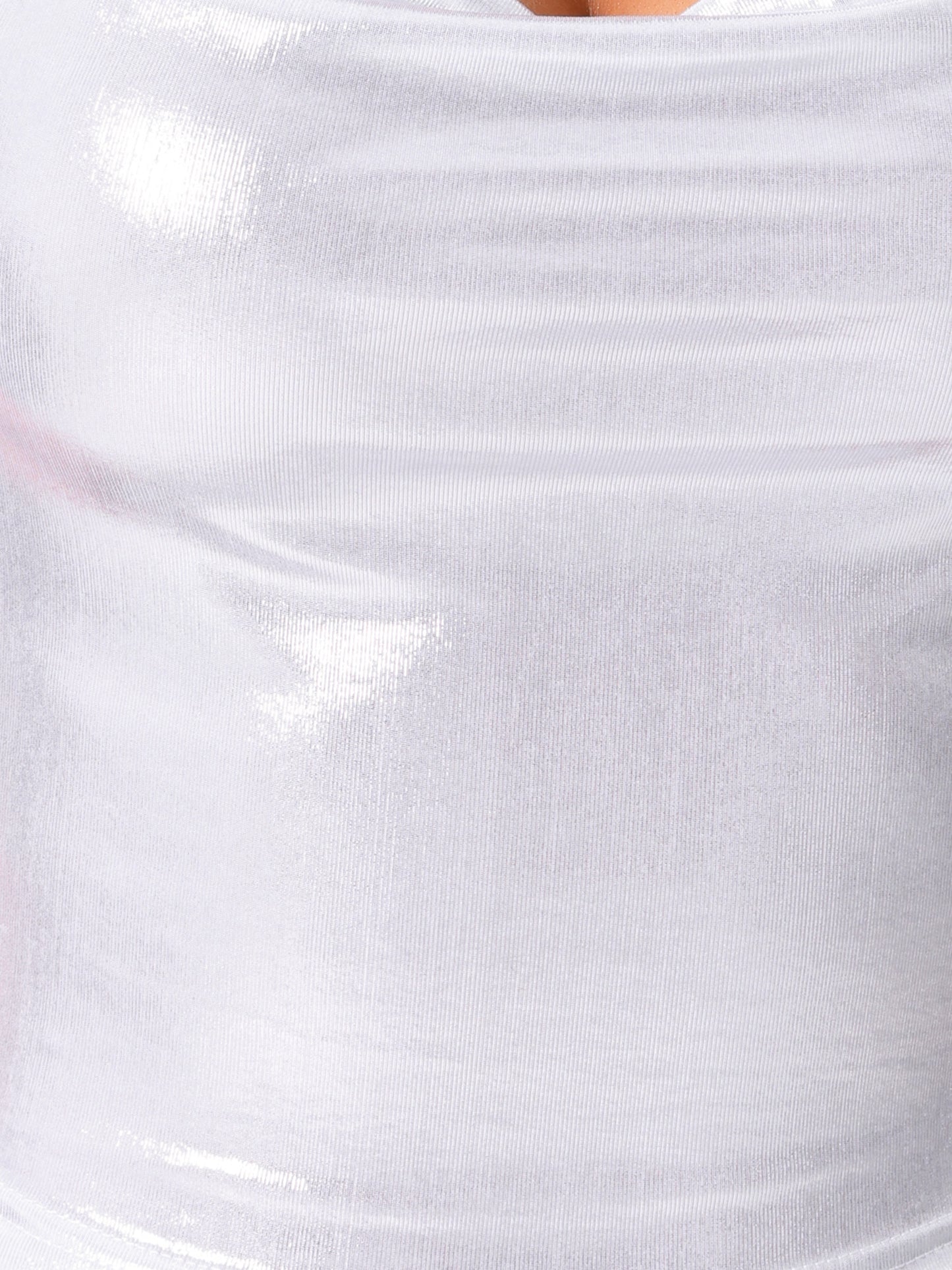 Women's Metallic Crop Top Sleeveless Tie Backless Streetwear Shiny Halter Cami Top
