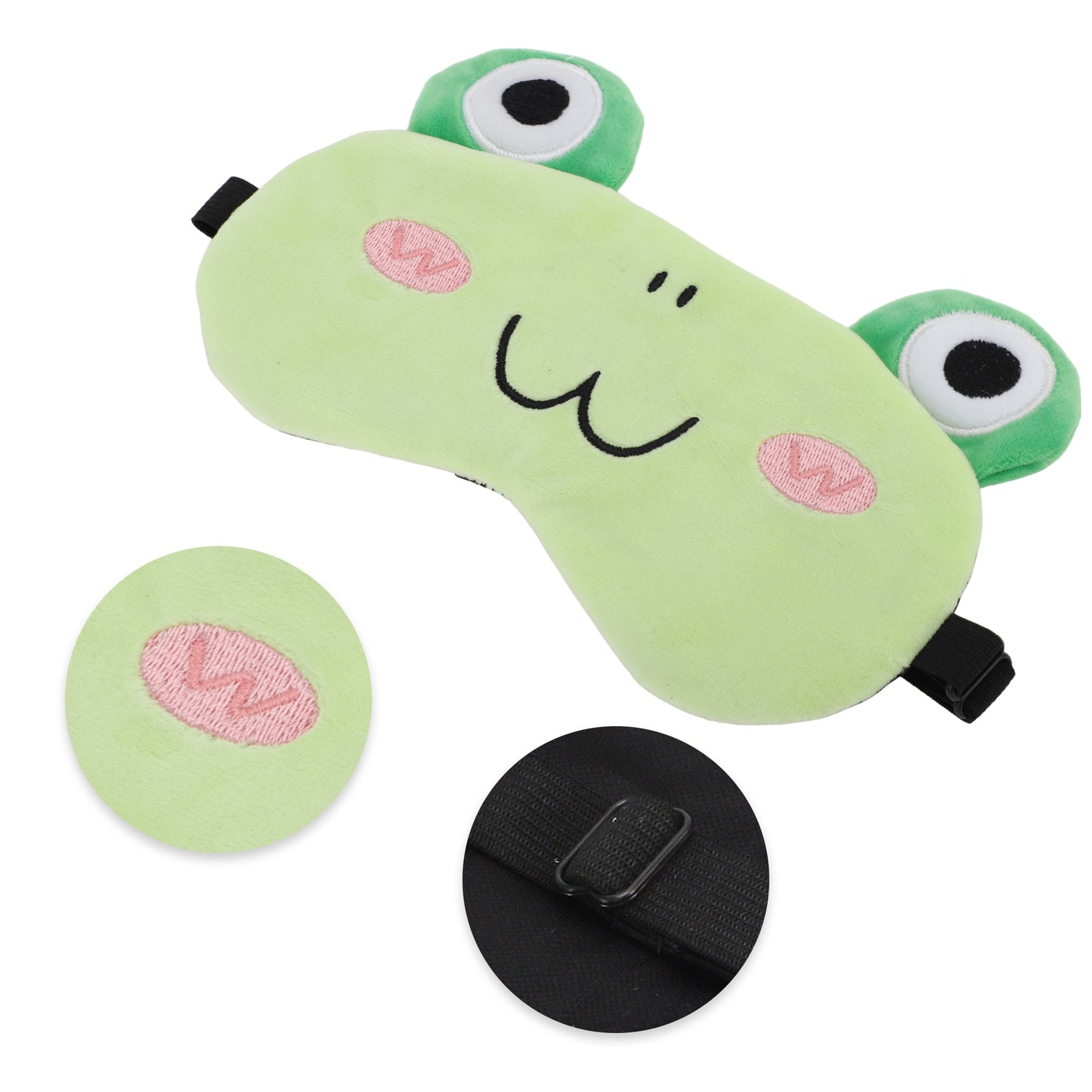 Soft Cartoon Frog W-shaped Mouth Sleep Eye Mask for Travel Green