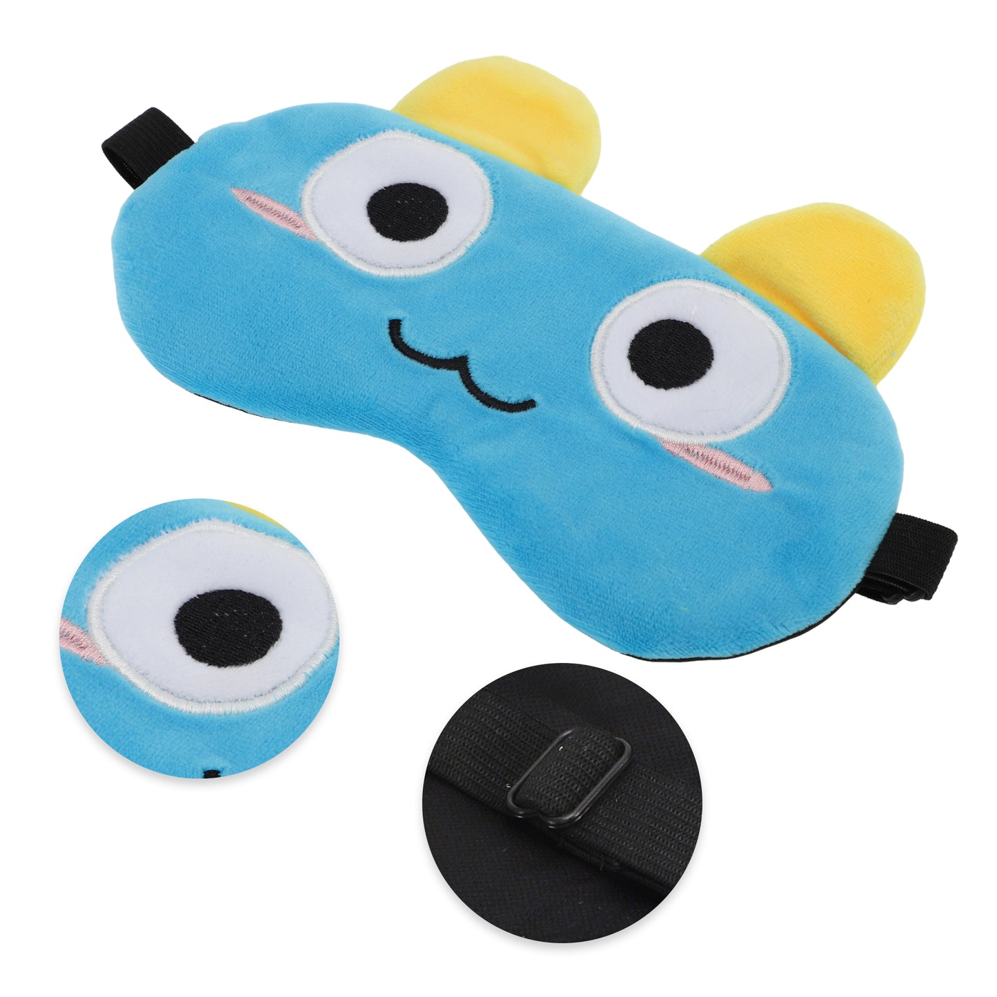 Soft Cartoon Staring Eyes Sleep Eye Mask for Travel Blue