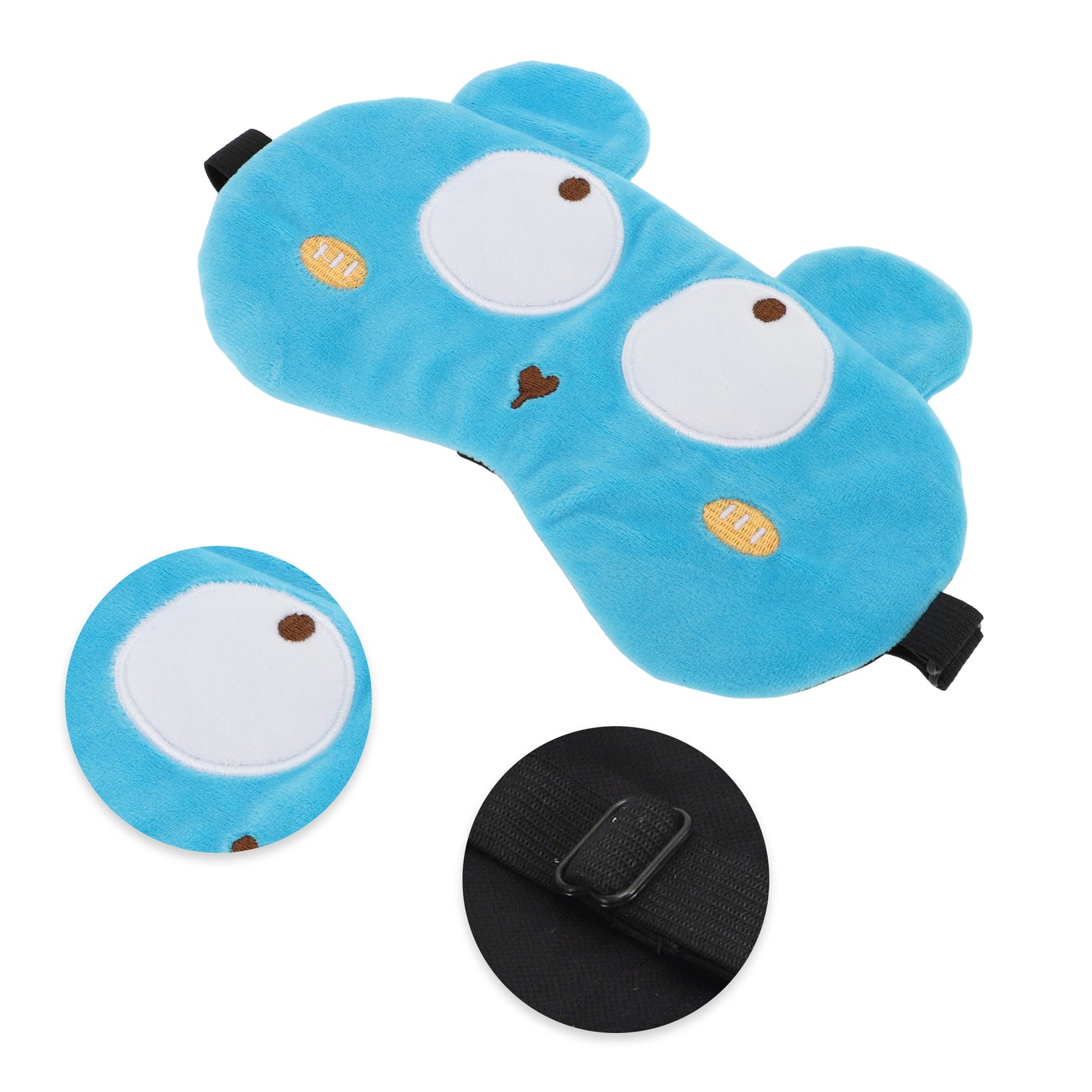 Soft Cartoon Bears Sleep Eye Mask for Travel Blue
