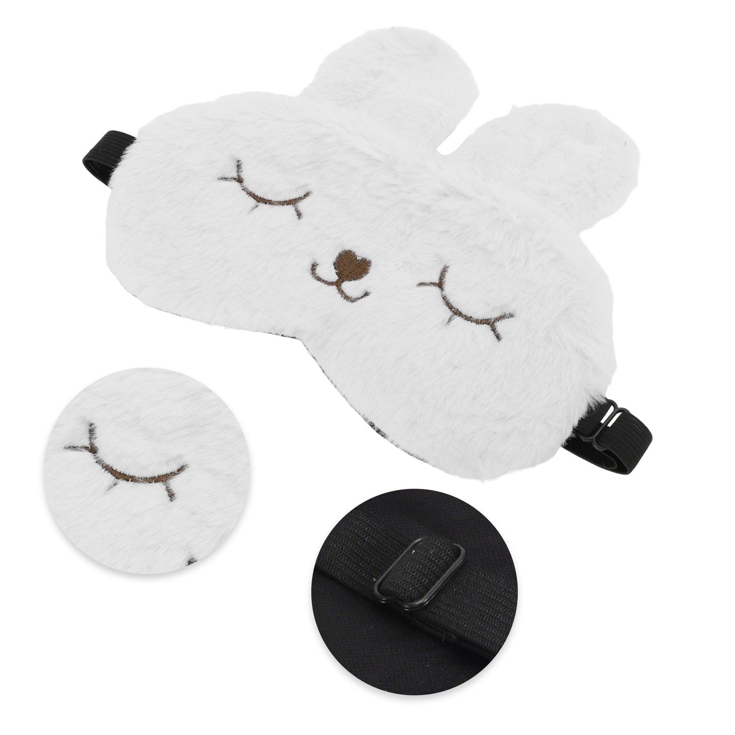 Soft Cartoon Rabbit Sleep Mask for Travel for Rest White