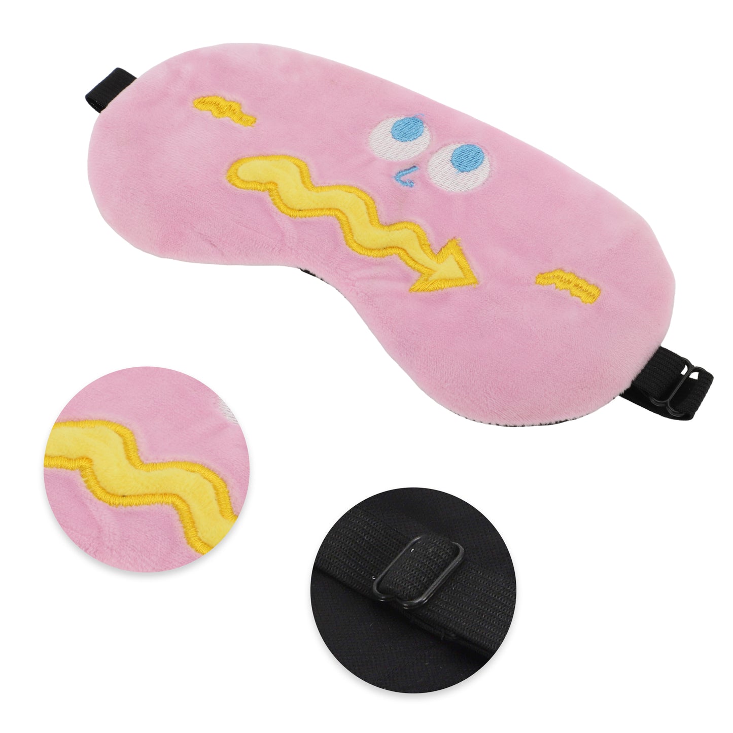 Soft Cartoon Wave Sleep Eye Mask for Travel Pink