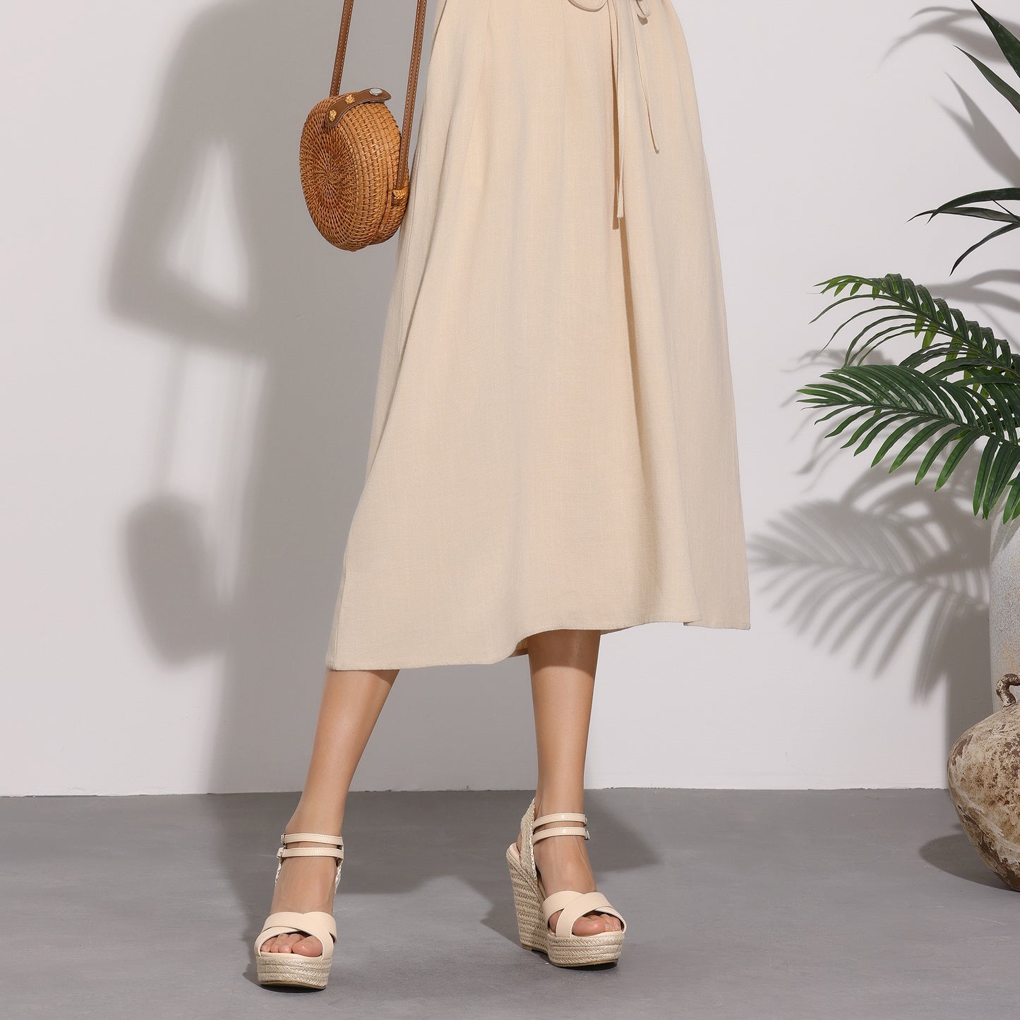 Alpargatas de plataforma para mujer, sandalias de cuña con punta abierta y tacón de cuña
