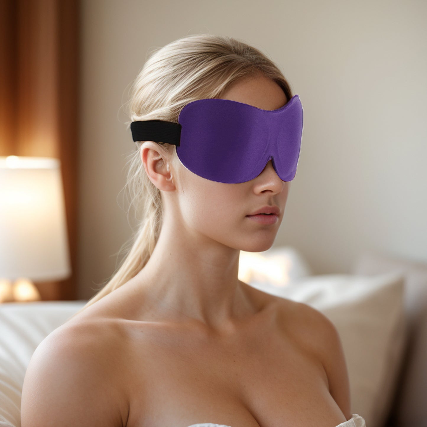 Breathable Magic Tapes 3D Sleep Mask Eye Shade Cover for Rest Purple