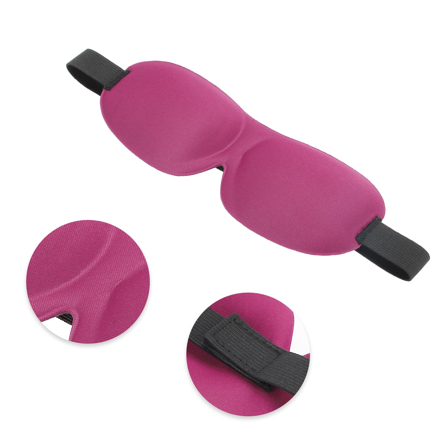 Breathable Magic Tapes 3D Sleep Mask Eye Shade Cover for Rest Rose Red