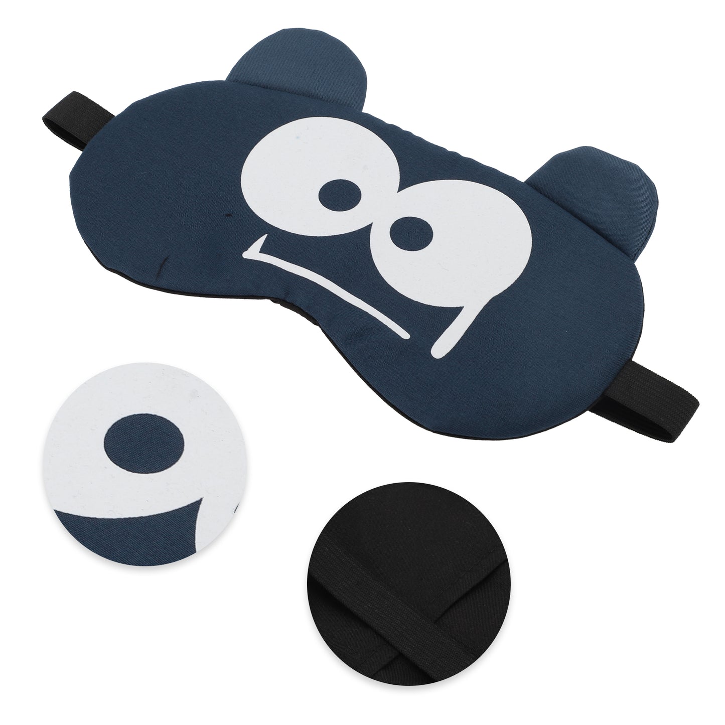 Soft Cartoon Frightened Sleep Mask for Travel Navy Blue