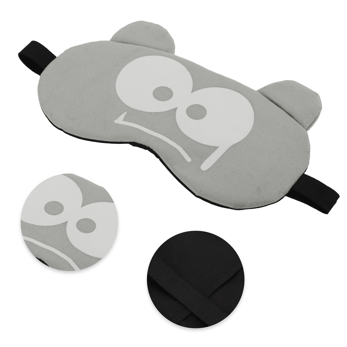 Soft Cartoon Frightened Sleep Mask for Travel Gray