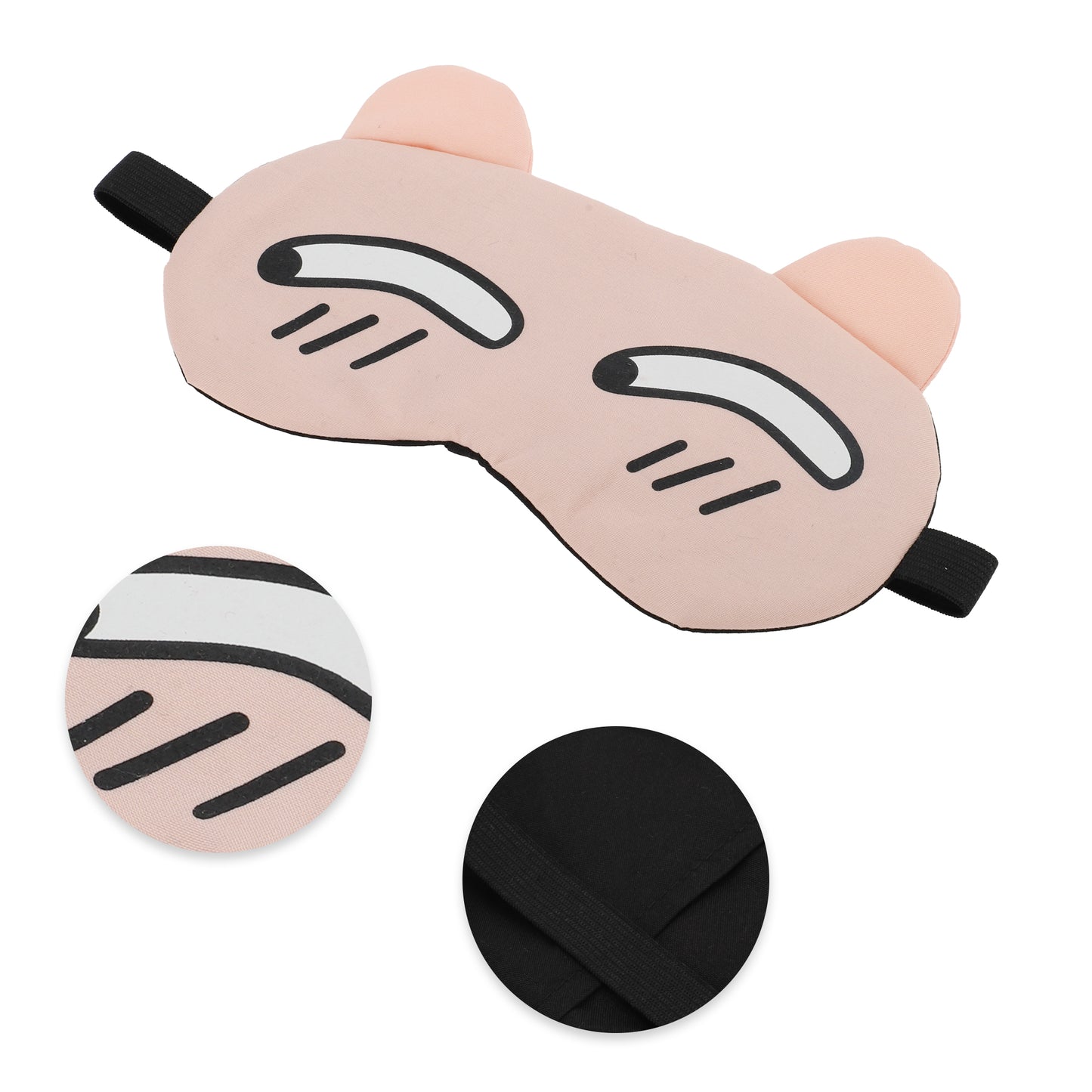 Soft Cartoon Cunning Expression Sleep Mask for Travel Pink