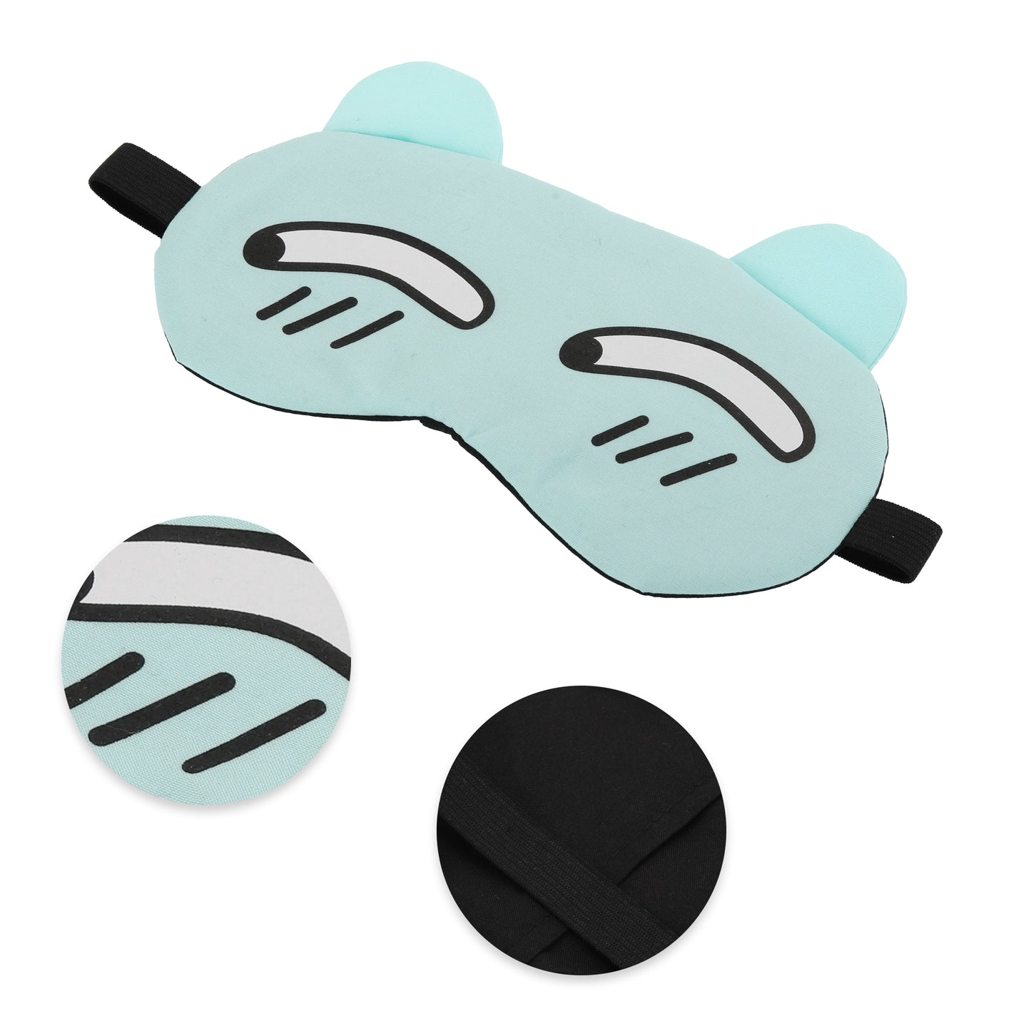 Soft Cartoon Cunning Expression Sleep Mask for Travel Light Blue