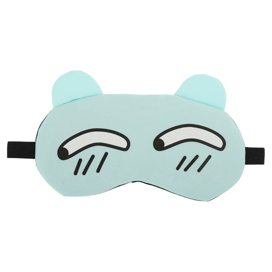 Soft Cartoon Cunning Expression Sleep Mask for Travel Light Blue