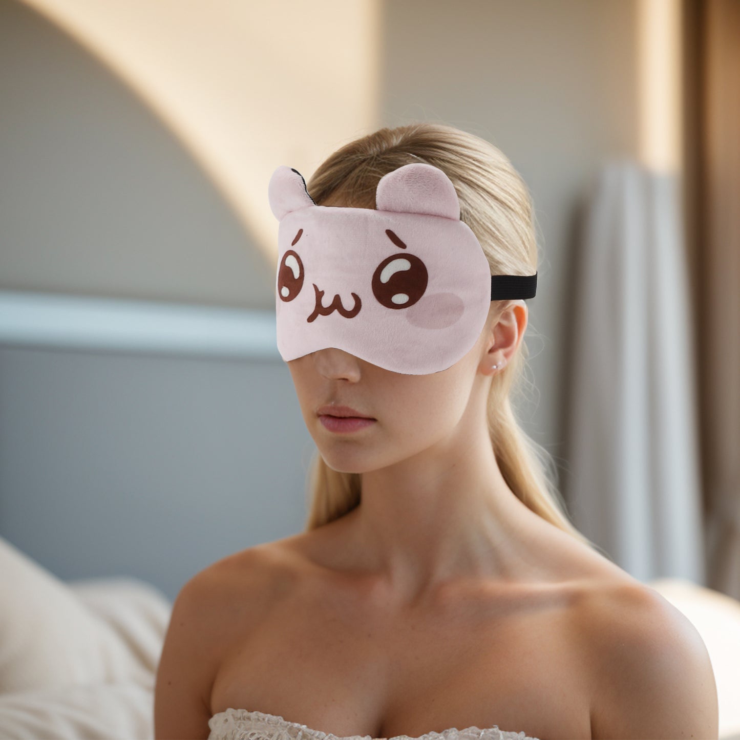 Soft Cartoon Cute Sleep Mask Eye Shade Cover for Travel Pink