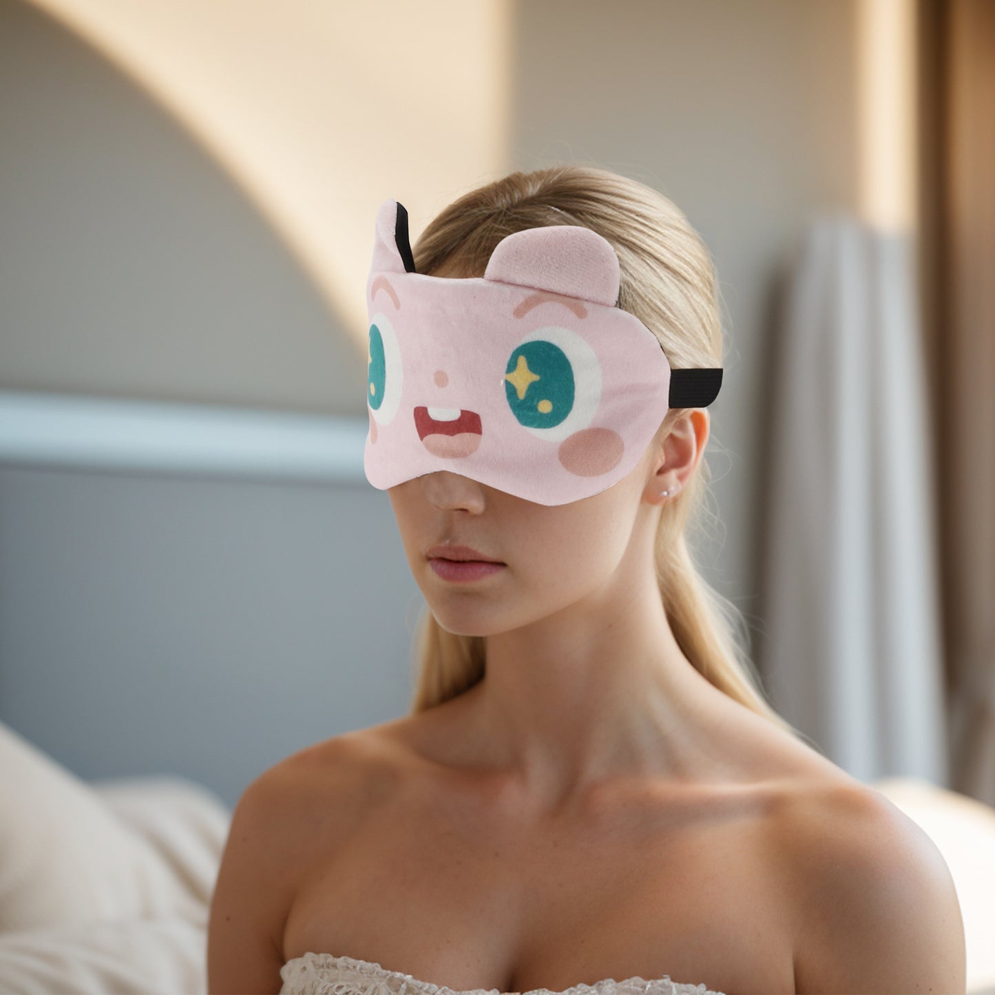 Soft Cartoon Acting Cute Sleep Mask Eye Shade Cover for Travel Pink
