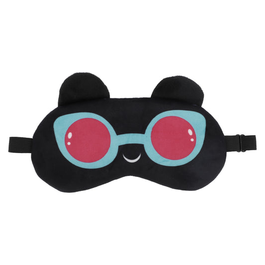 Soft Cartoon Red Glasses Sleep Eye Mask for Travel Black Red