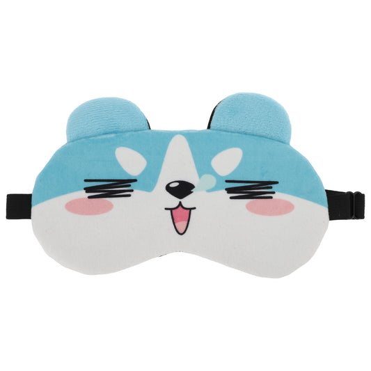 Soft Cartoon Squinting Eyes Sleep Eye Mask for Travel Blue White
