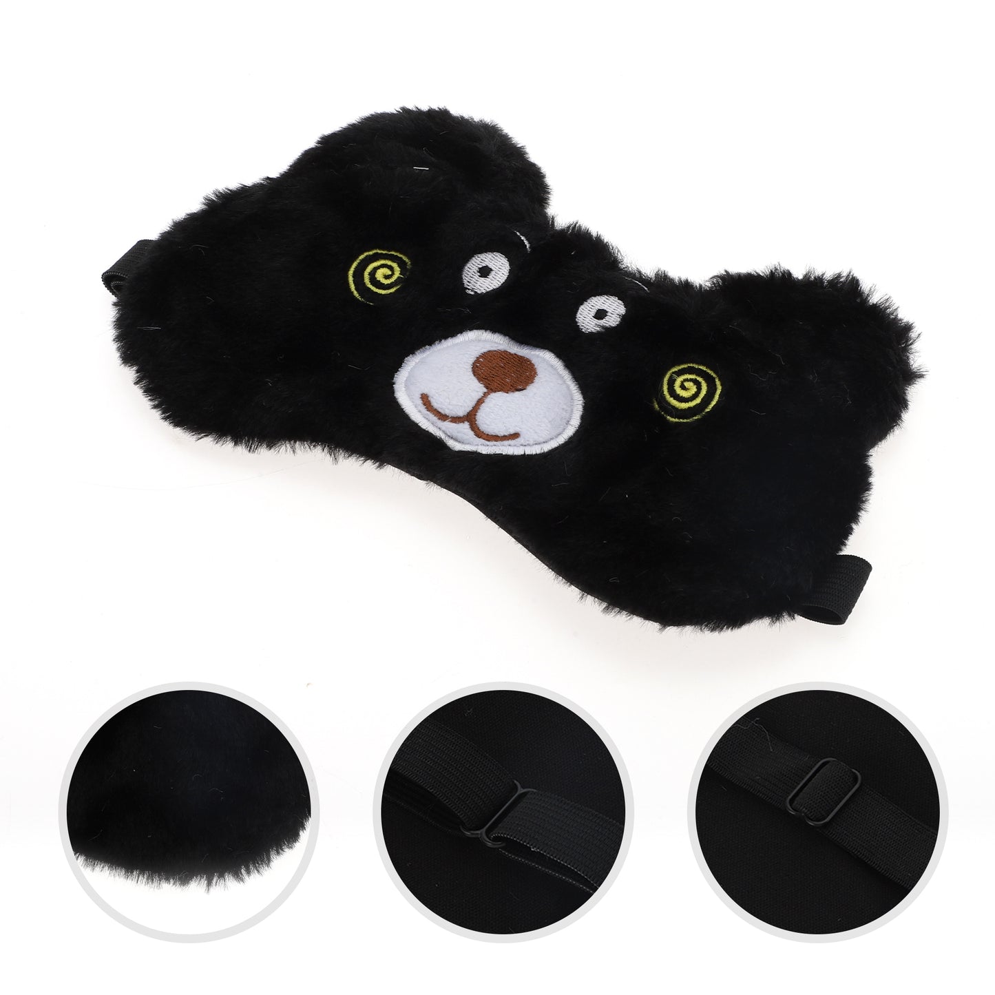 Cartoon Bears Soft Plush Sleep Mask Eye Shade Cover Black