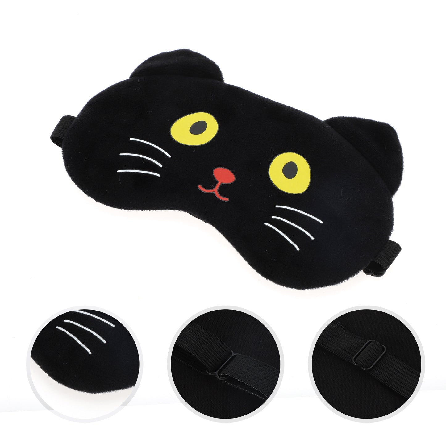 Soft Sleep Mask Cartoon Cat Eye Shade Cover for Rest Black