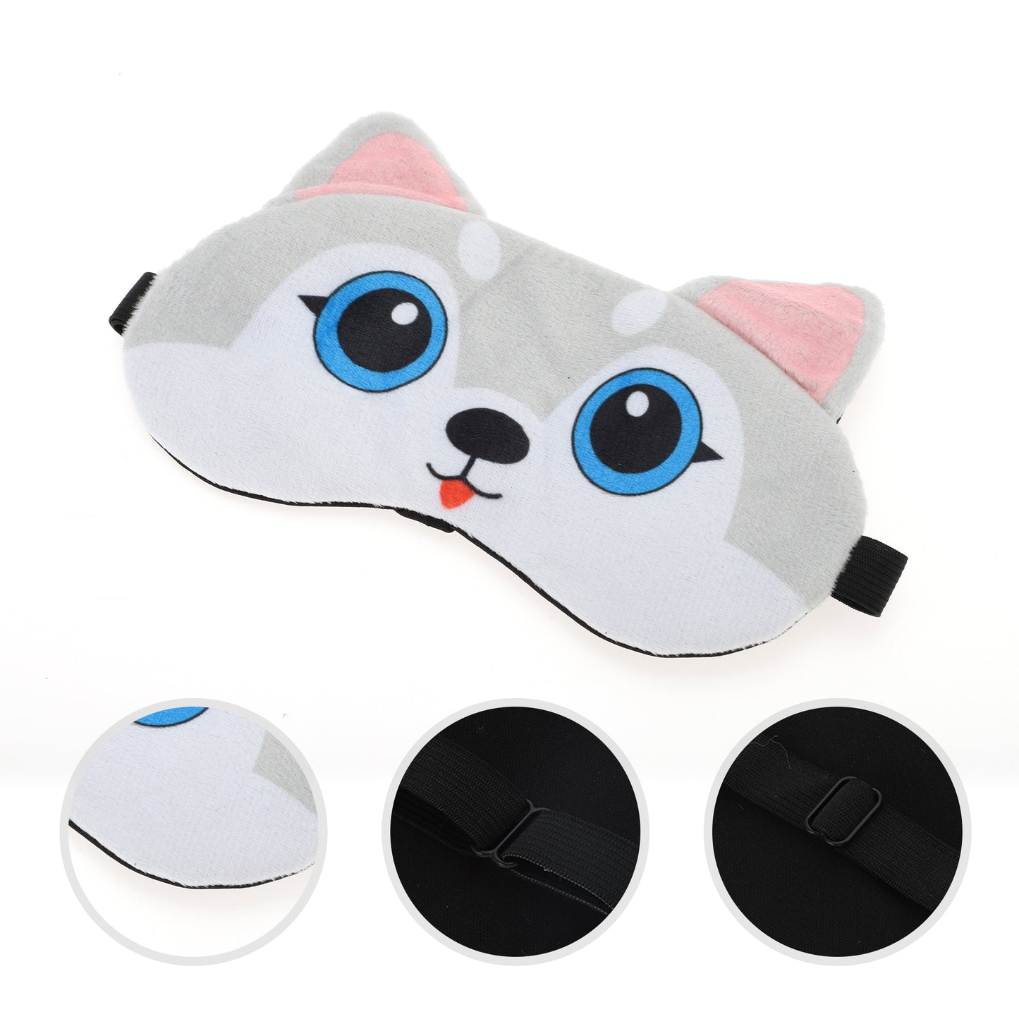 Soft Sleep Mask Cartoon Dog Eye Shade Cover for Rest Gray White