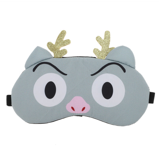 Soft Sleep Mask Cute Expression Eye Shade Cover for Rest Gray