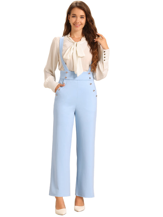 Women's Casual Office Overall Adjustable Straps Wide Leg Suspenders Jumpsuits