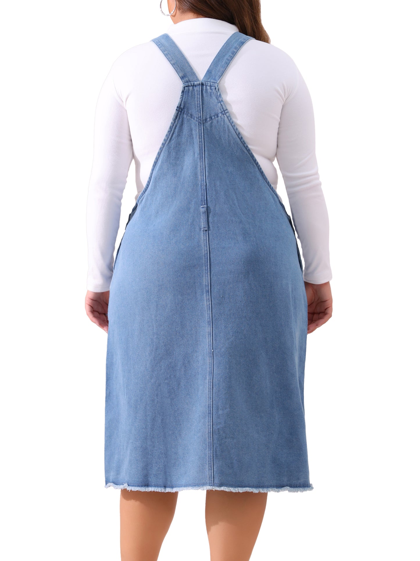 Women's Plus Size Overalls Dresses Jean Skirt Distressed Racerback Suspender Denim Overall Dress