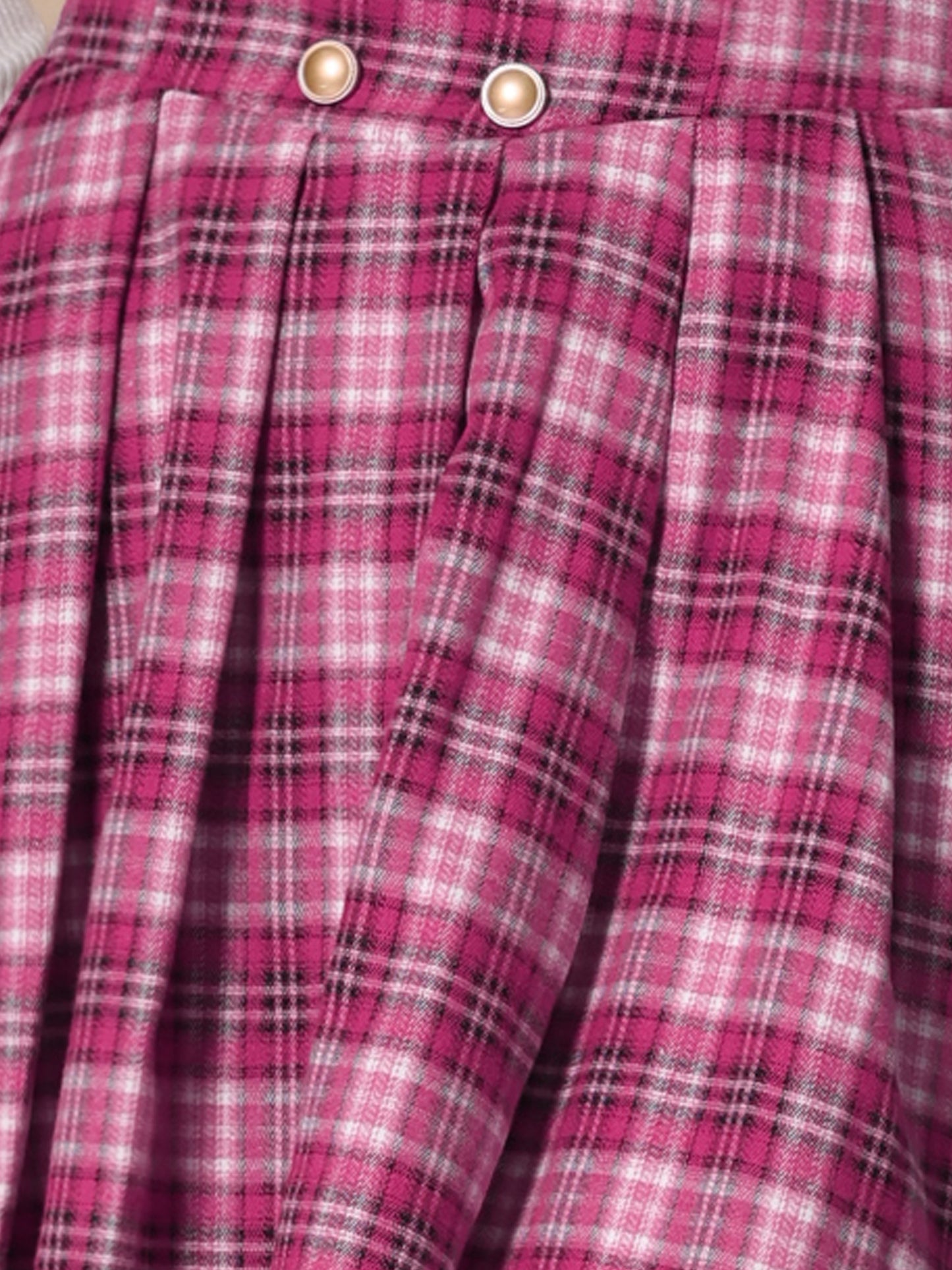 Women's Plaid Skirt Tartan Double Breasted A-Line Pleated Vintage Mini Skirts