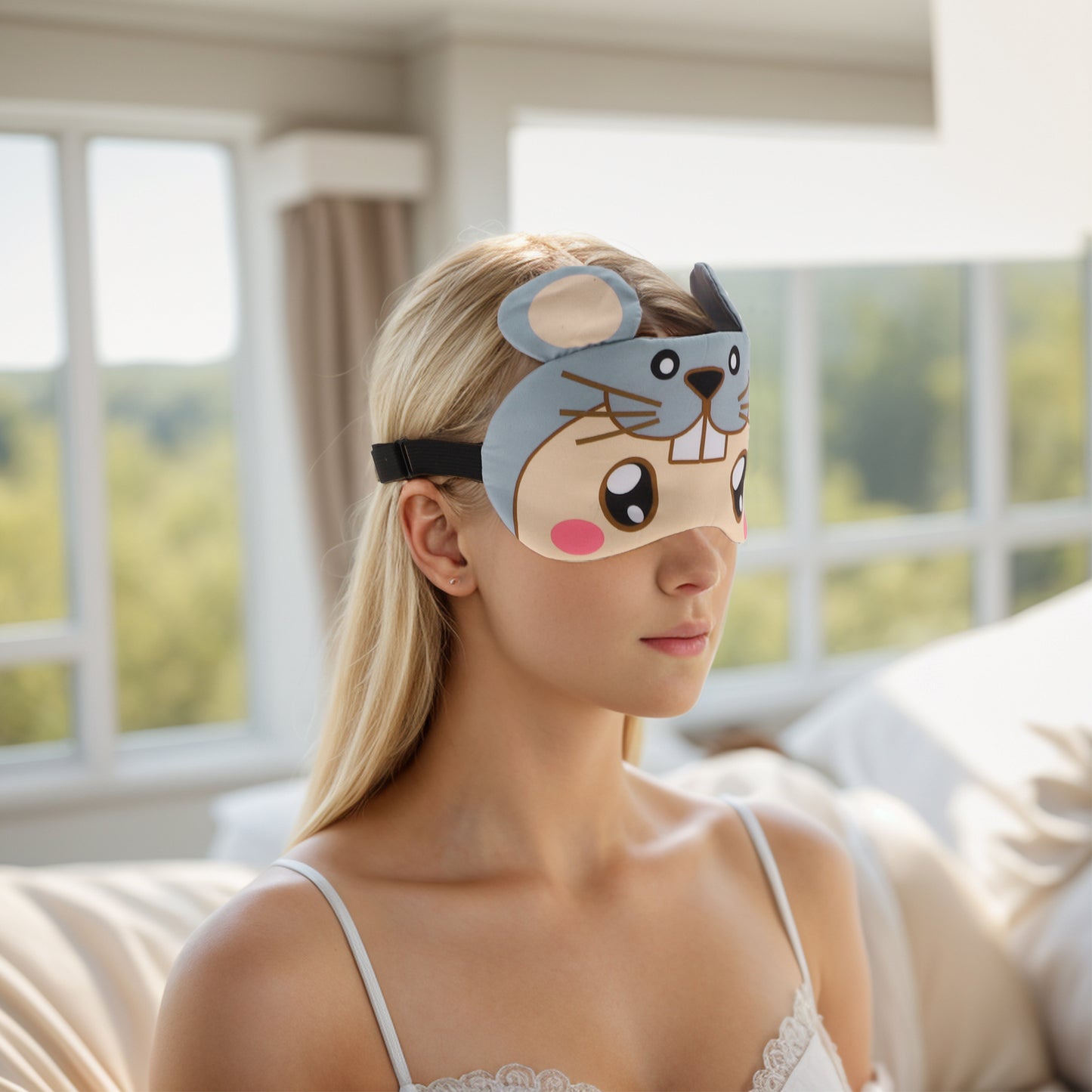 Soft Cartoon Mouse Eyes Sleep Mask Eye Shade Cover for Rest Gray