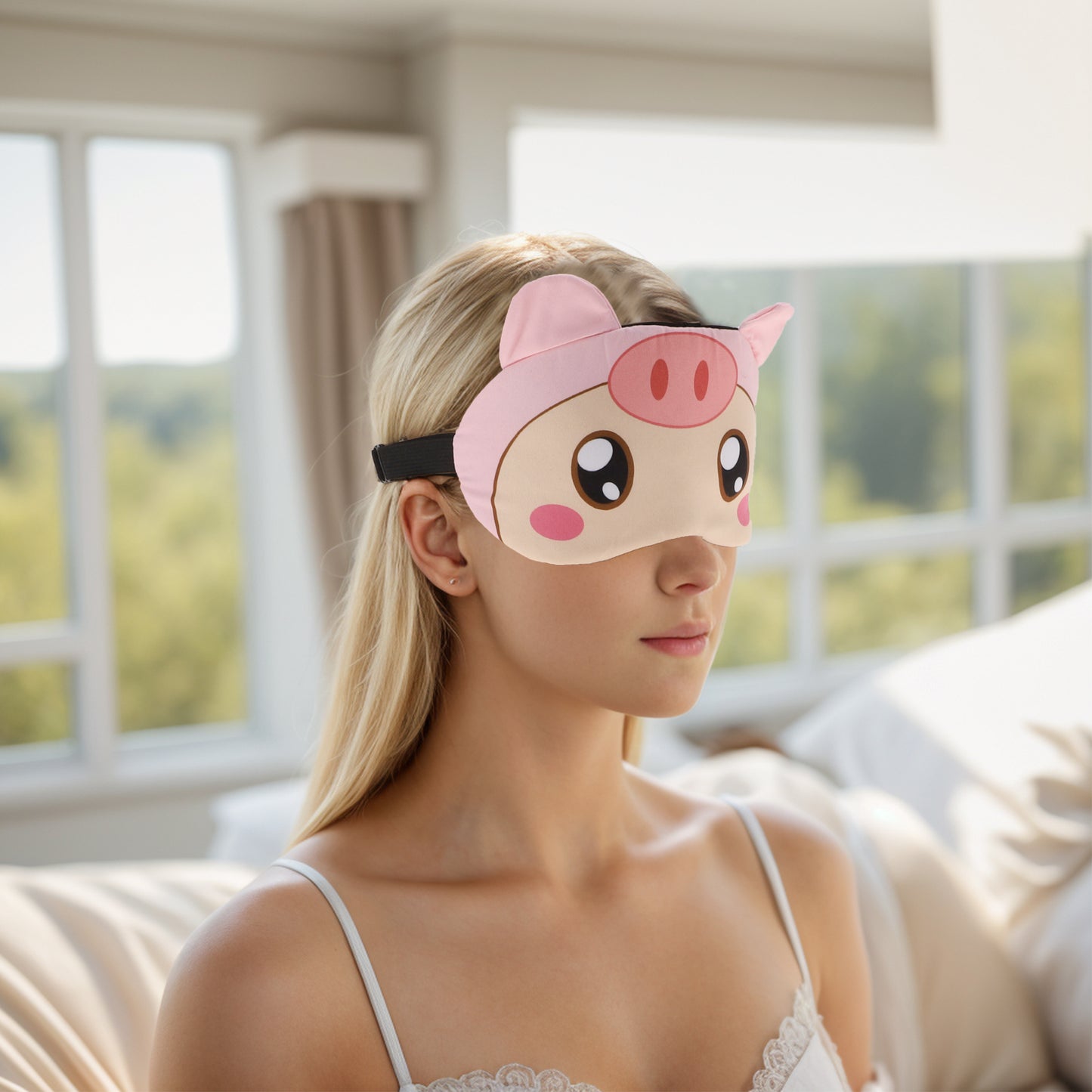 Soft Cartoon Pig Eyes Sleep Mask Eye Shade Cover for Rest Pink