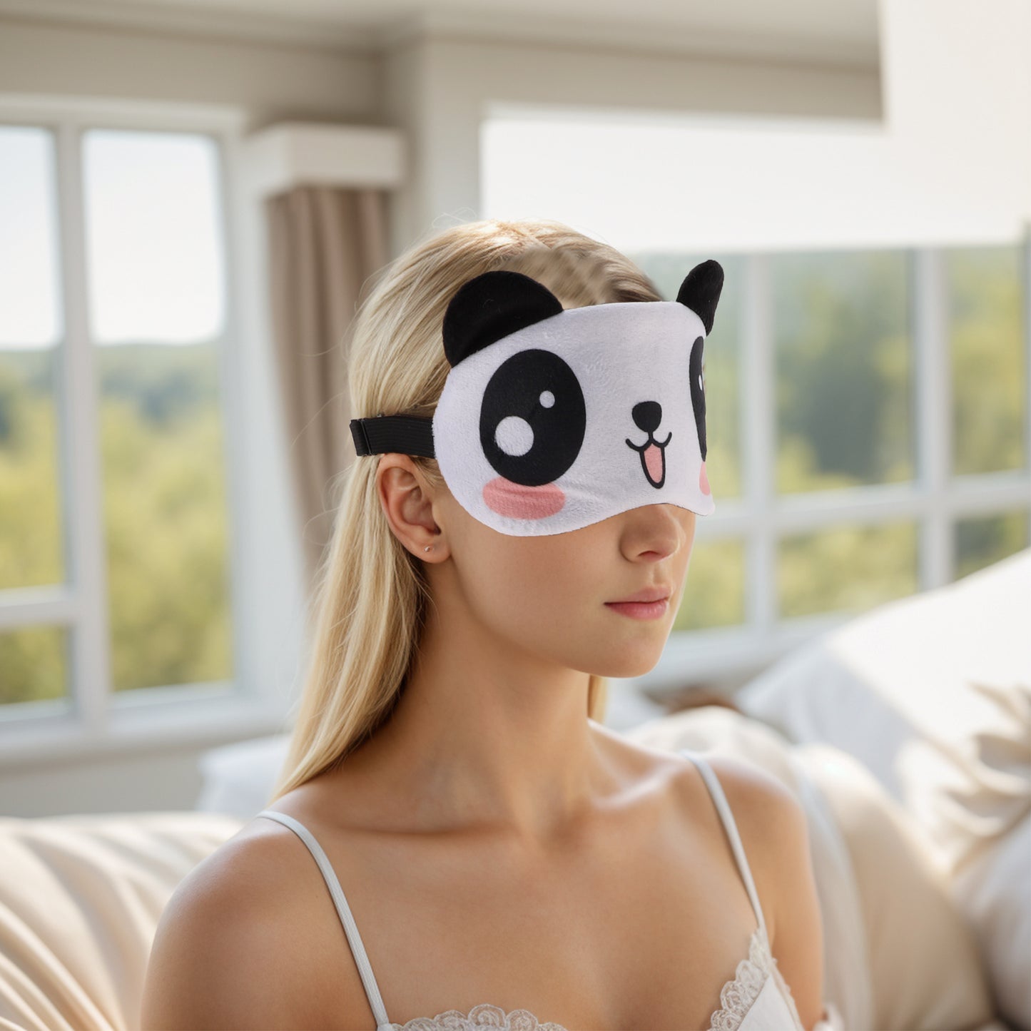 Soft Eyes Sleep Mask Eye Shade Cover for Rest Black White