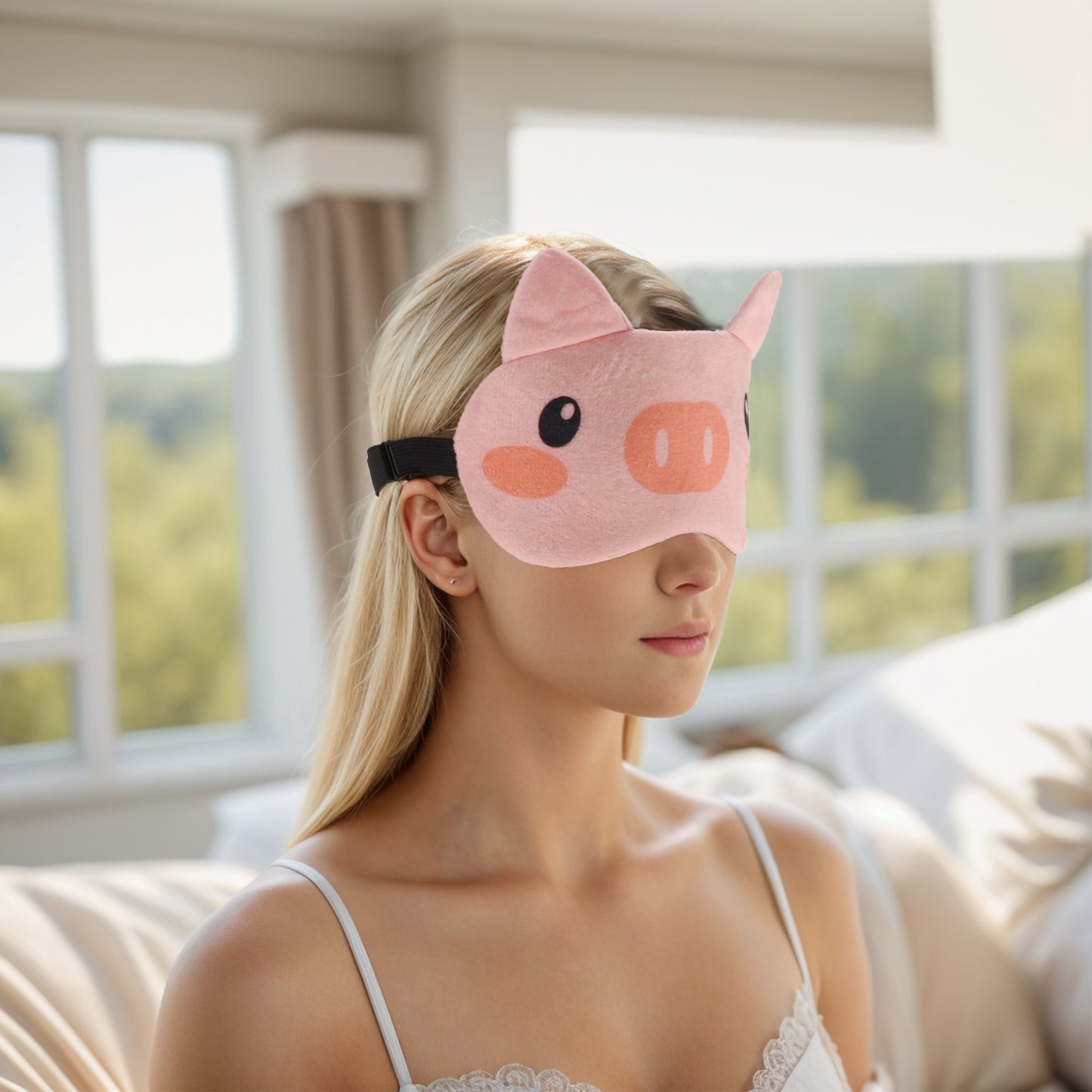 Soft Shy Pig Eyes Sleep Mask Eye Shade Cover for Rest Pink