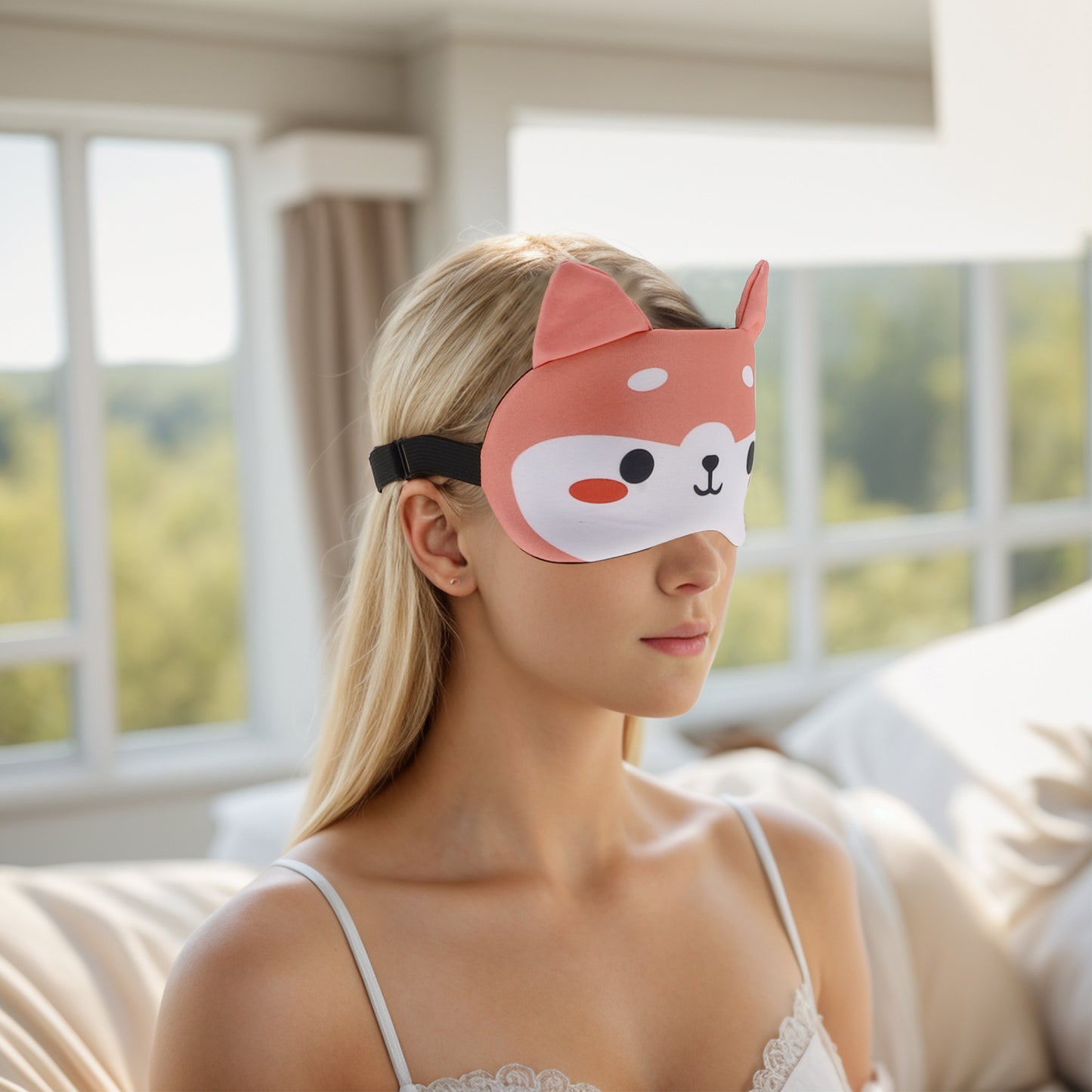Soft Cute Eyes Sleep Mask Eye Shade Cover for Rest Pink White