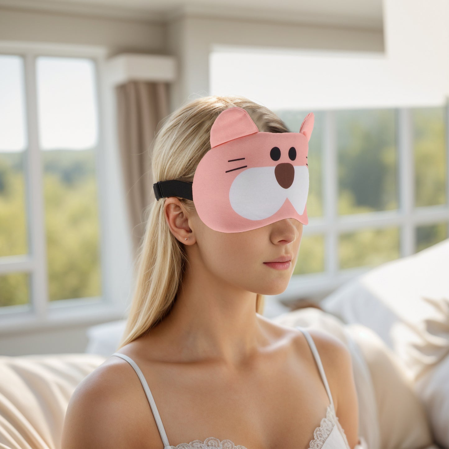 Soft Tiger Eyes Sleep Mask Eye Shade Cover for Rest Pink White