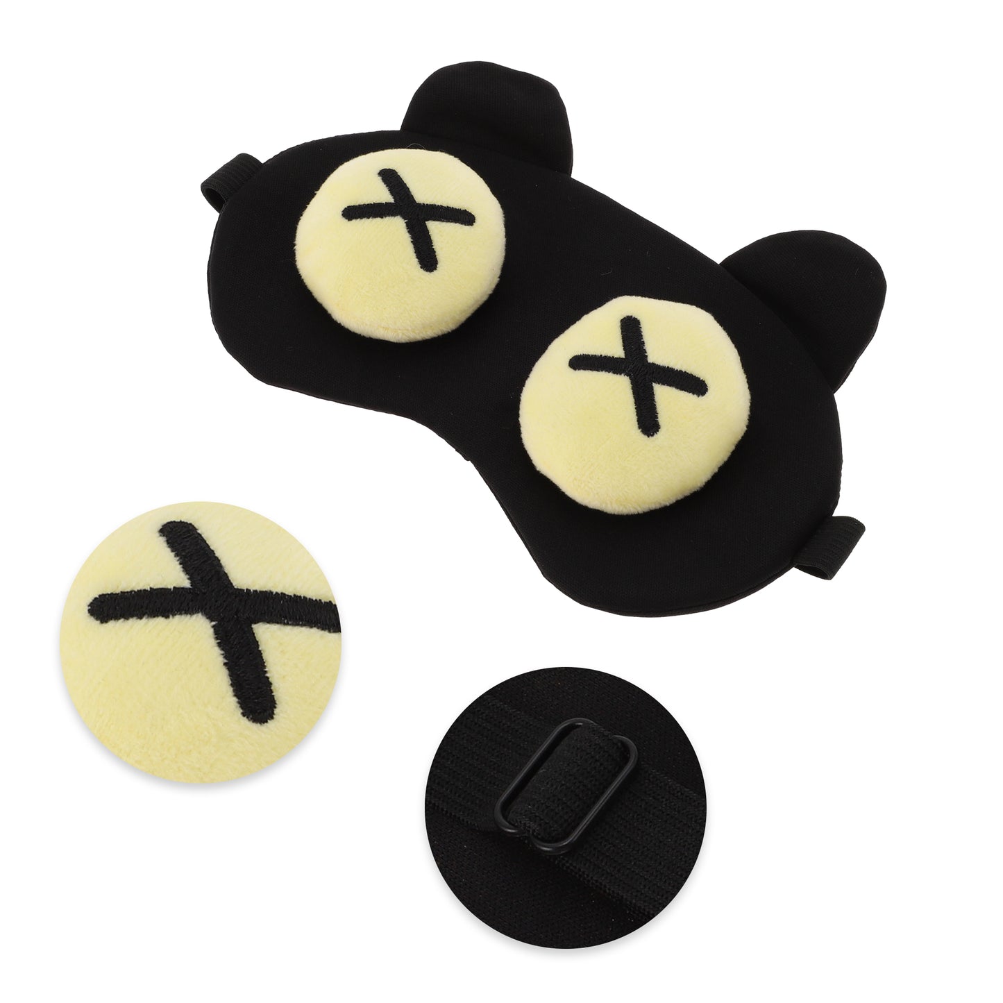 Soft Yellow Eyes Cross Eyes Sleep Mask Eye Shade Cover for Rest Black