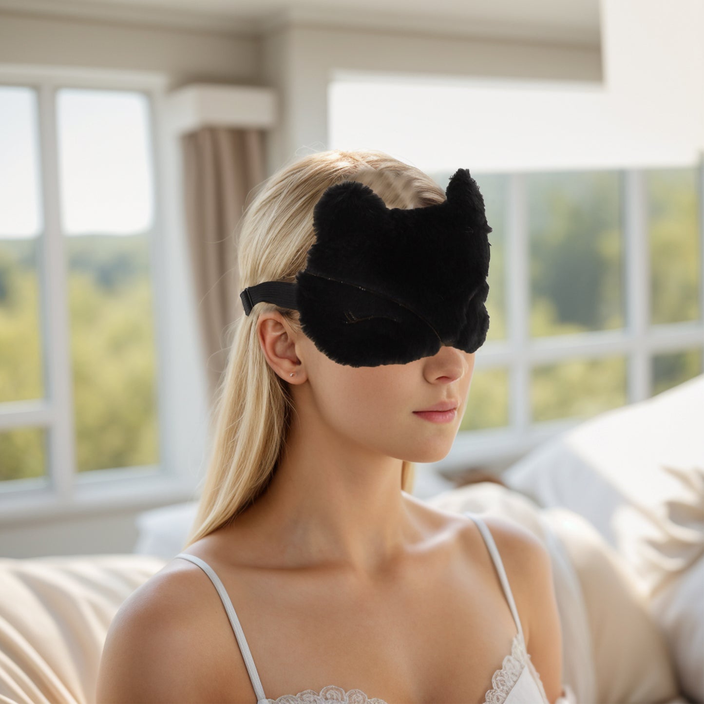 Soft Fox Eyes Sleep Mask Eye Shade Cover for Travel Black