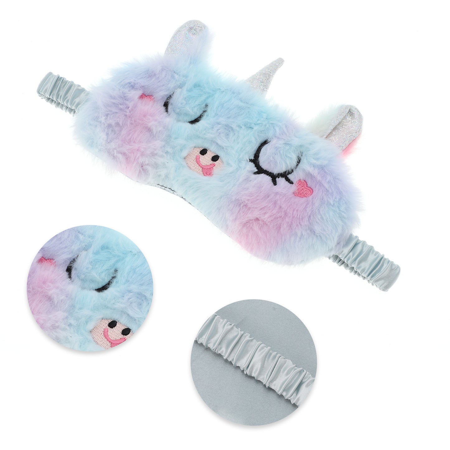 Breathable Soft Cartoon Eyes Sleep Mask Light Blue, Purple
