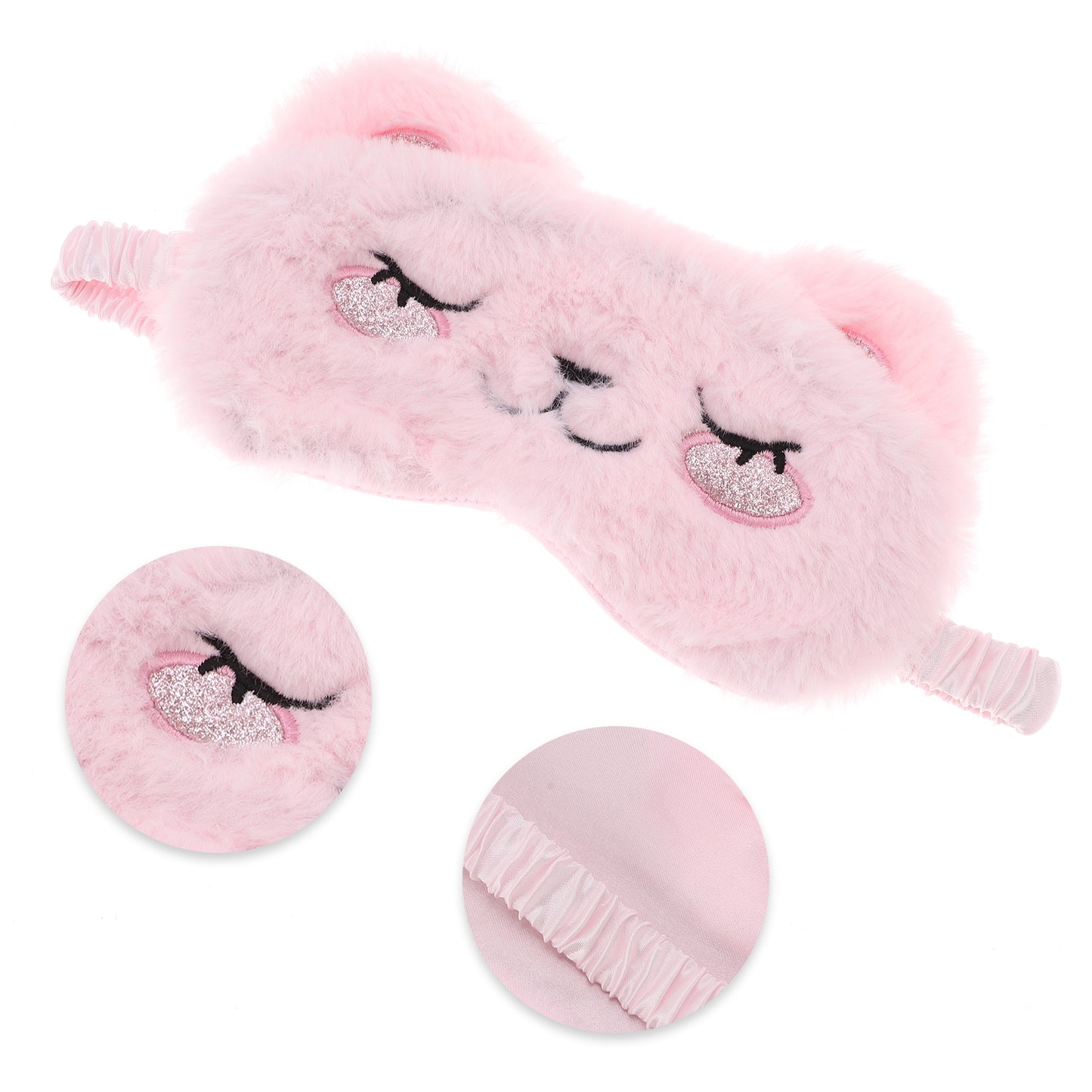Soft Smiling Cat Eyes Sleep Mask Eye Shade Cover for Rest Pink