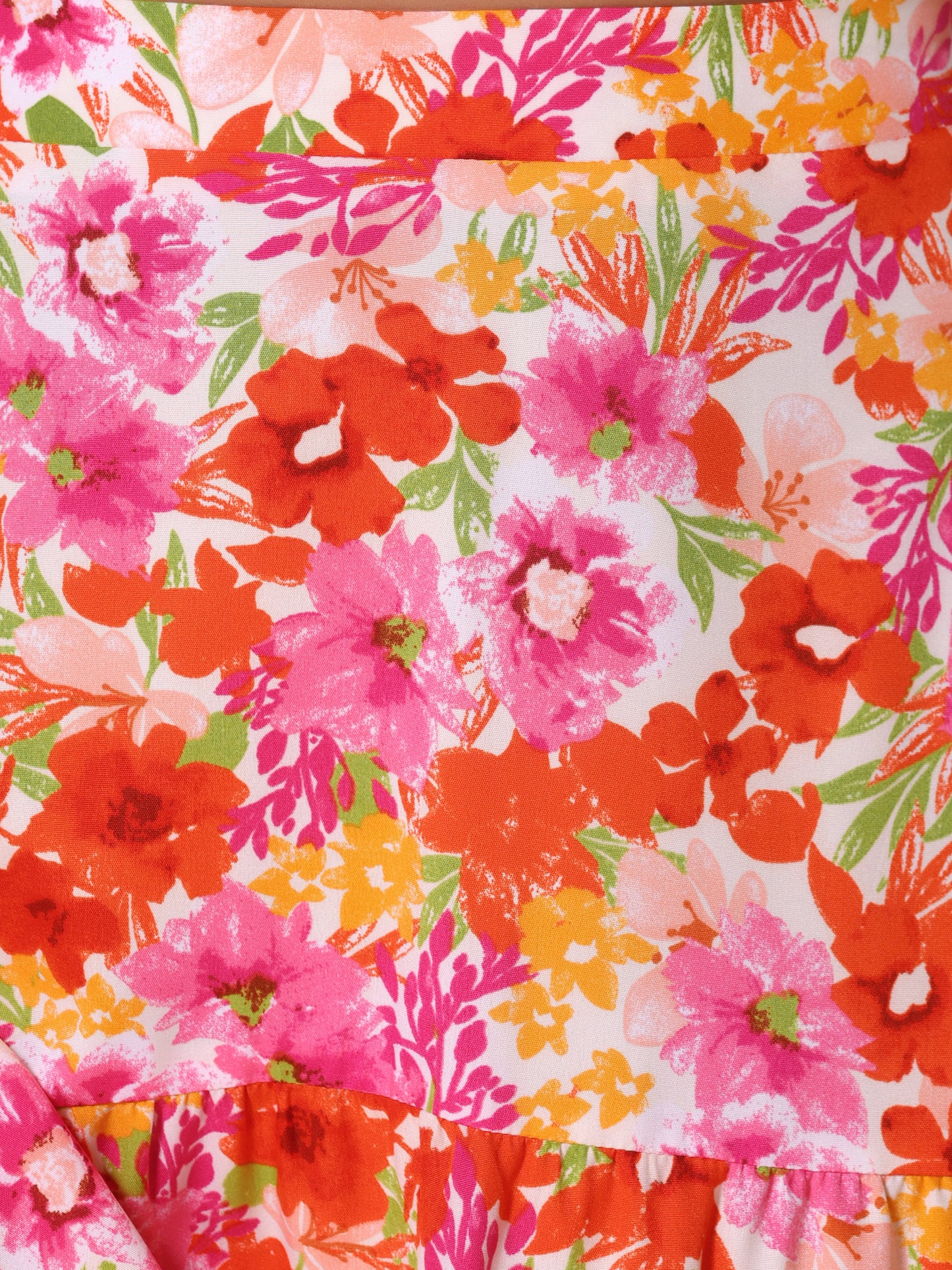 Women's High Low Hem Elastic High Waist Boho Floral Midi Skirt