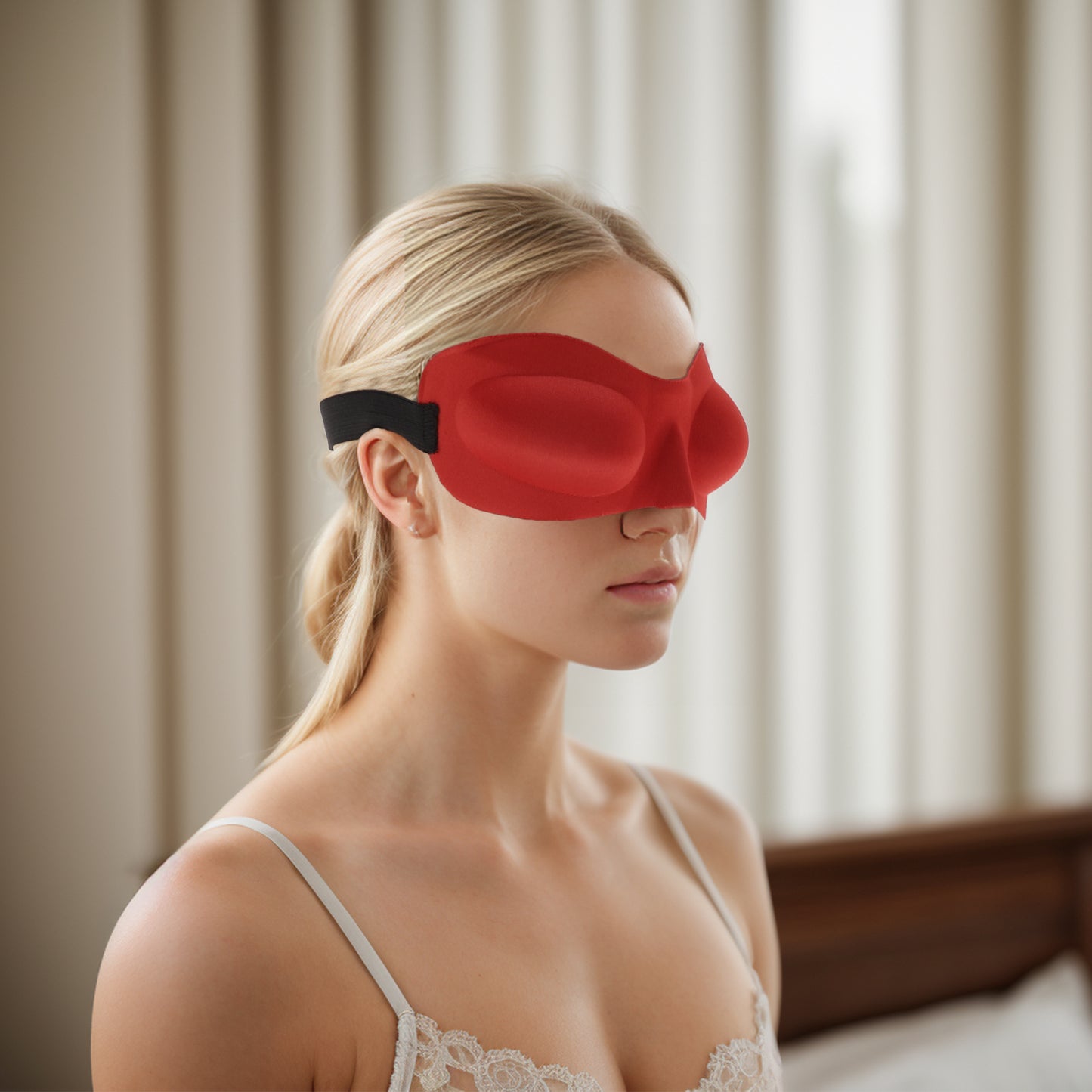 Soft Elastic Band 3D Sleep Eye Mask for Travel Red