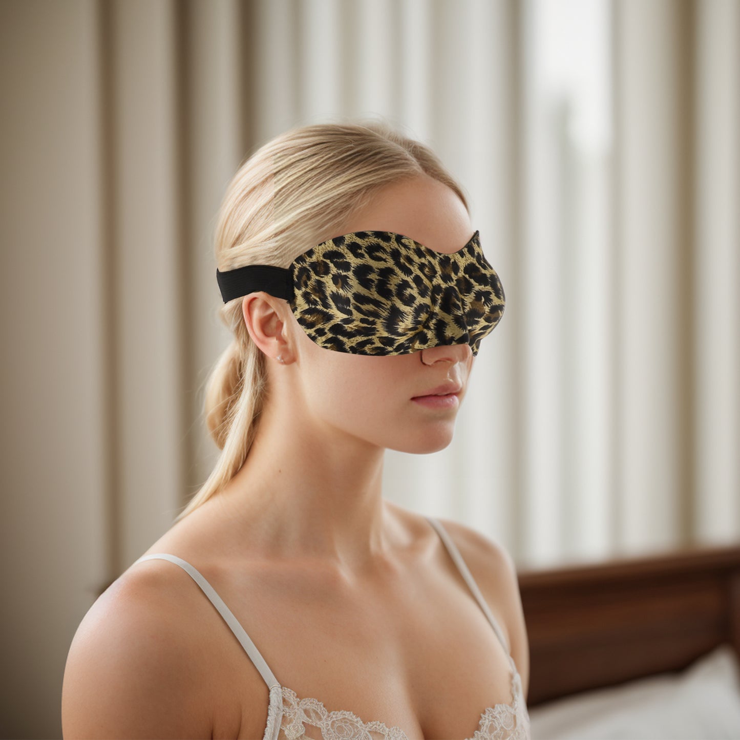 Soft Elastic Band 3D Sleep Eye Mask for Travel Brown