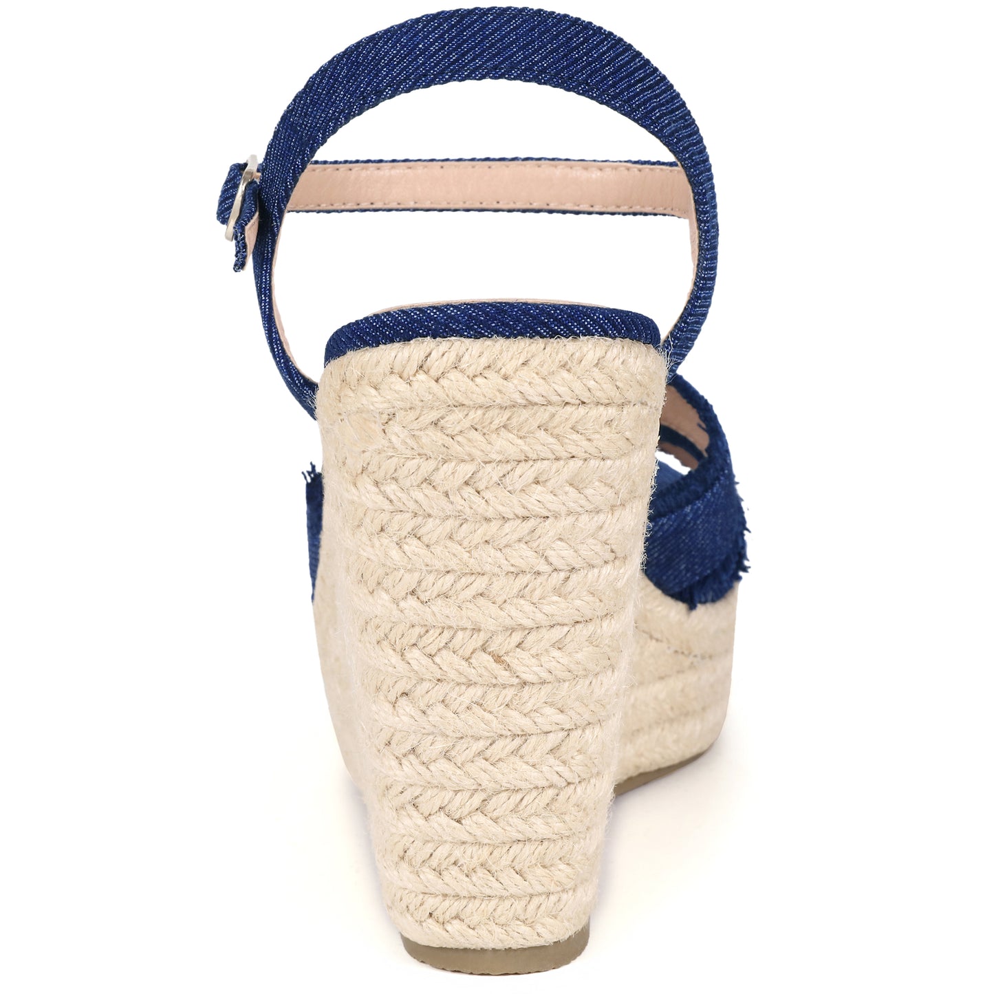 Sandalias de plataforma vaquera con tacón de cuña y tira trasera para mujer