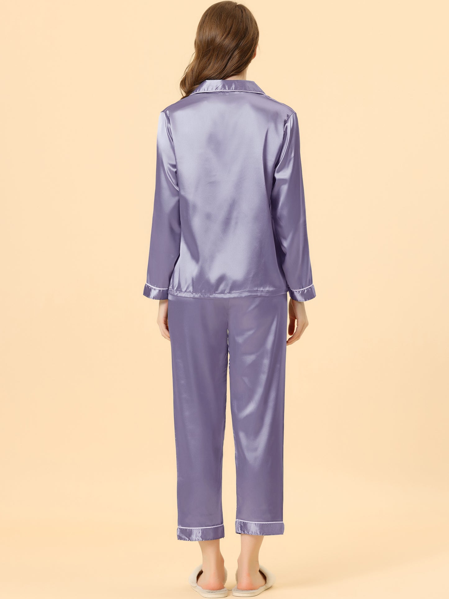 Conjuntos de pijama para mujer, ropa de dormir, pijama de satén con botones, conjuntos de estar por casa