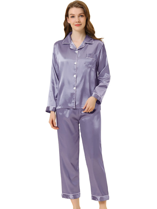 Ensembles de pyjama pour femmes, vêtements de nuit boutonnés en satin, ensembles de détente
