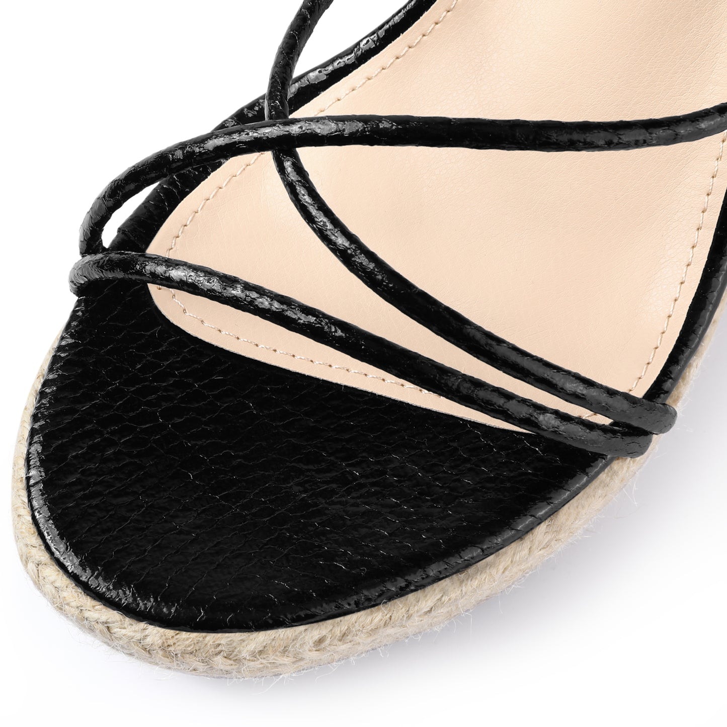 Women Strappy Espadrilles Wedges Platform Lace Up Snake Print Sandals