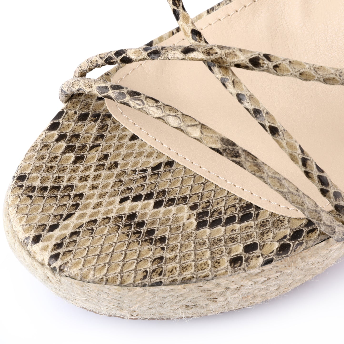 Women Strappy Espadrilles Wedges Platform Lace Up Snake Print Sandals
