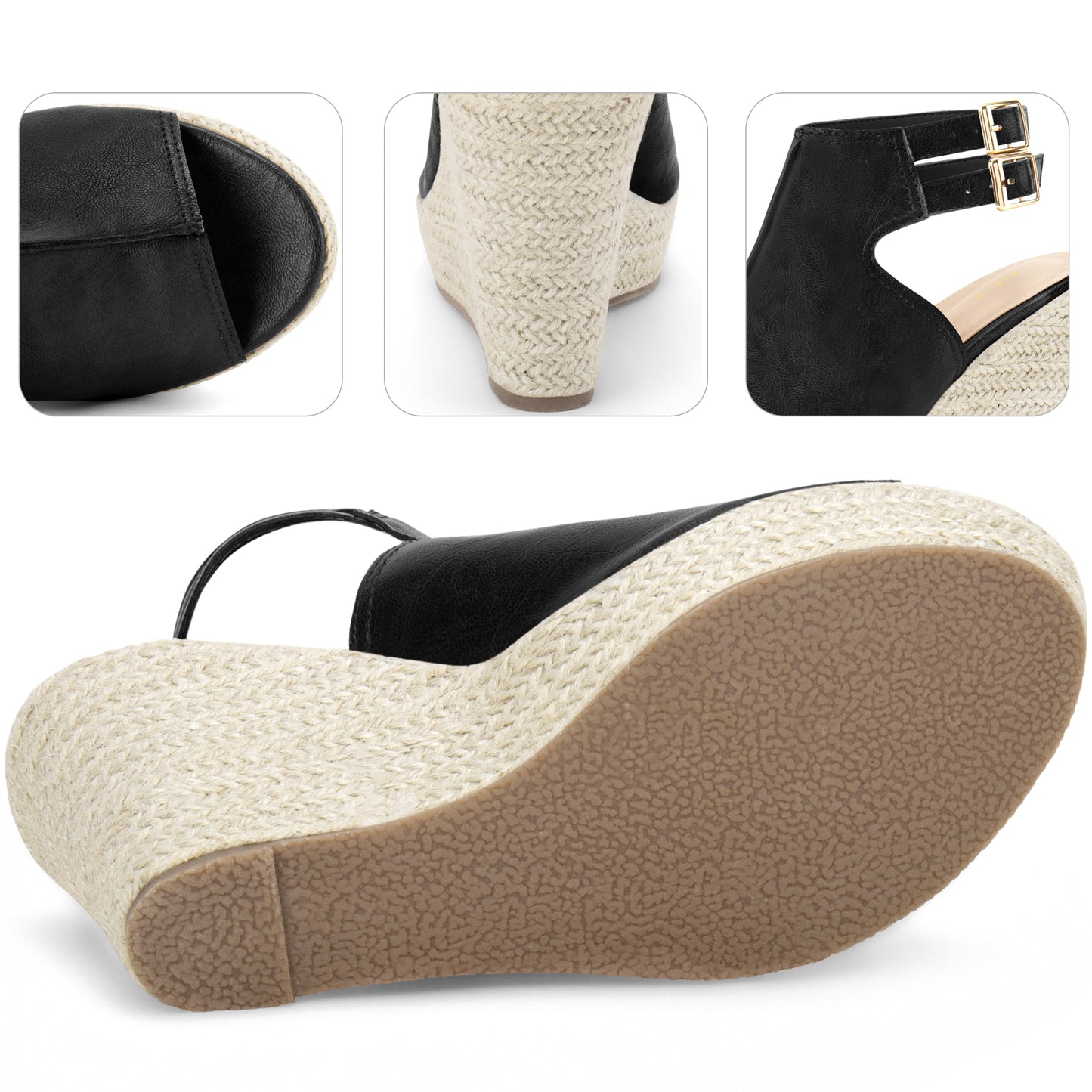 Women Espadrilles Slingback Wedges Peep Toe Platform Wedge Heel Sandals