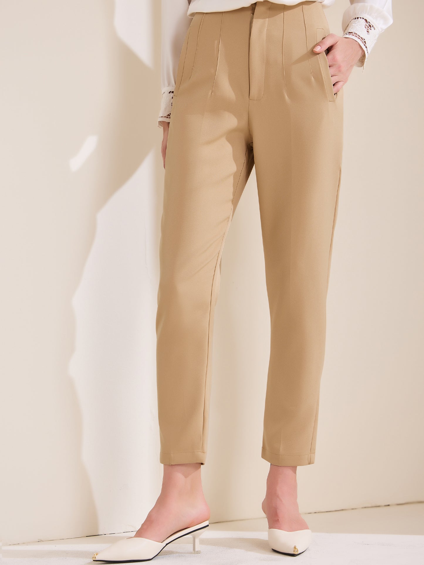 Women's High Waisted Packets Business Work Office Casual Long Pants
