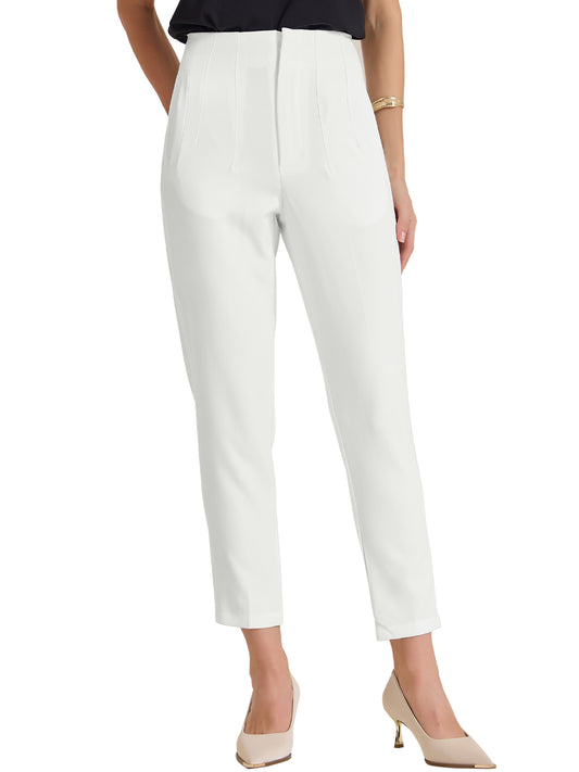 Pantalones largos informales de cintura alta para mujer, para trabajo y oficina