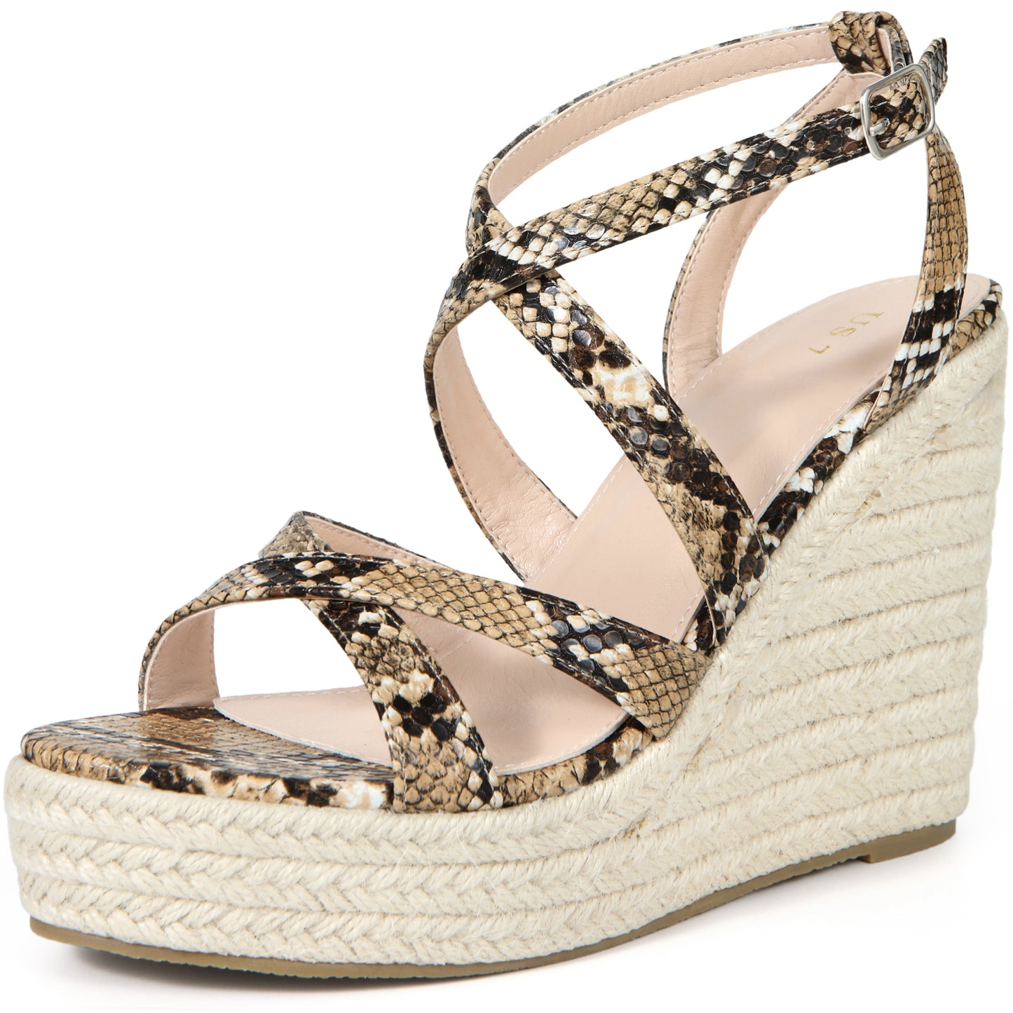 Women's Snake Print Strappy Espadrilles Wedge Heel Platform Sandals