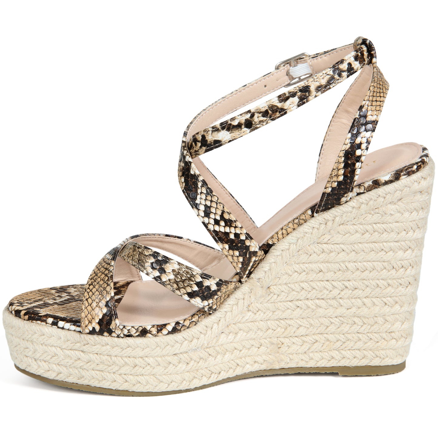 Women's Snake Print Strappy Espadrilles Wedge Heel Platform Sandals