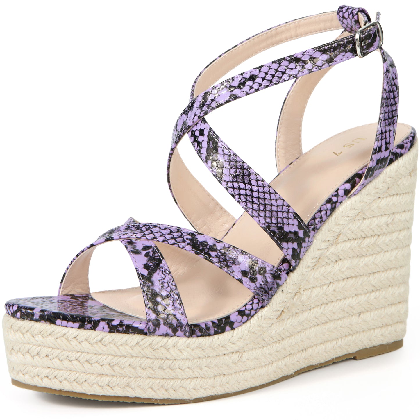 Women's Snake Print Strappy Espadrilles Wedge Heel Platform Sandals