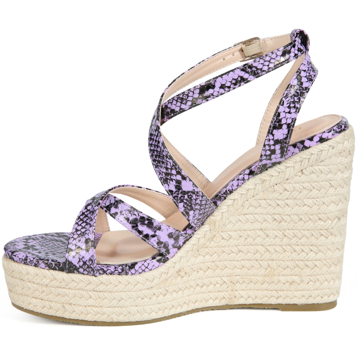 Women's Snake Print Strappy Espadrilles Wedge Heel Platform Sandals